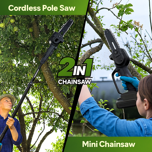 Better Gardens™ Extendable 2-in-1 Mini Chainsaw Kit + 2 FREE Batteries
