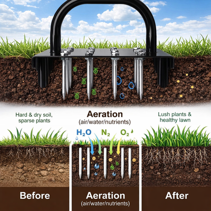 Standing Lawn Aerator - Heavy Duty Steel Spikes