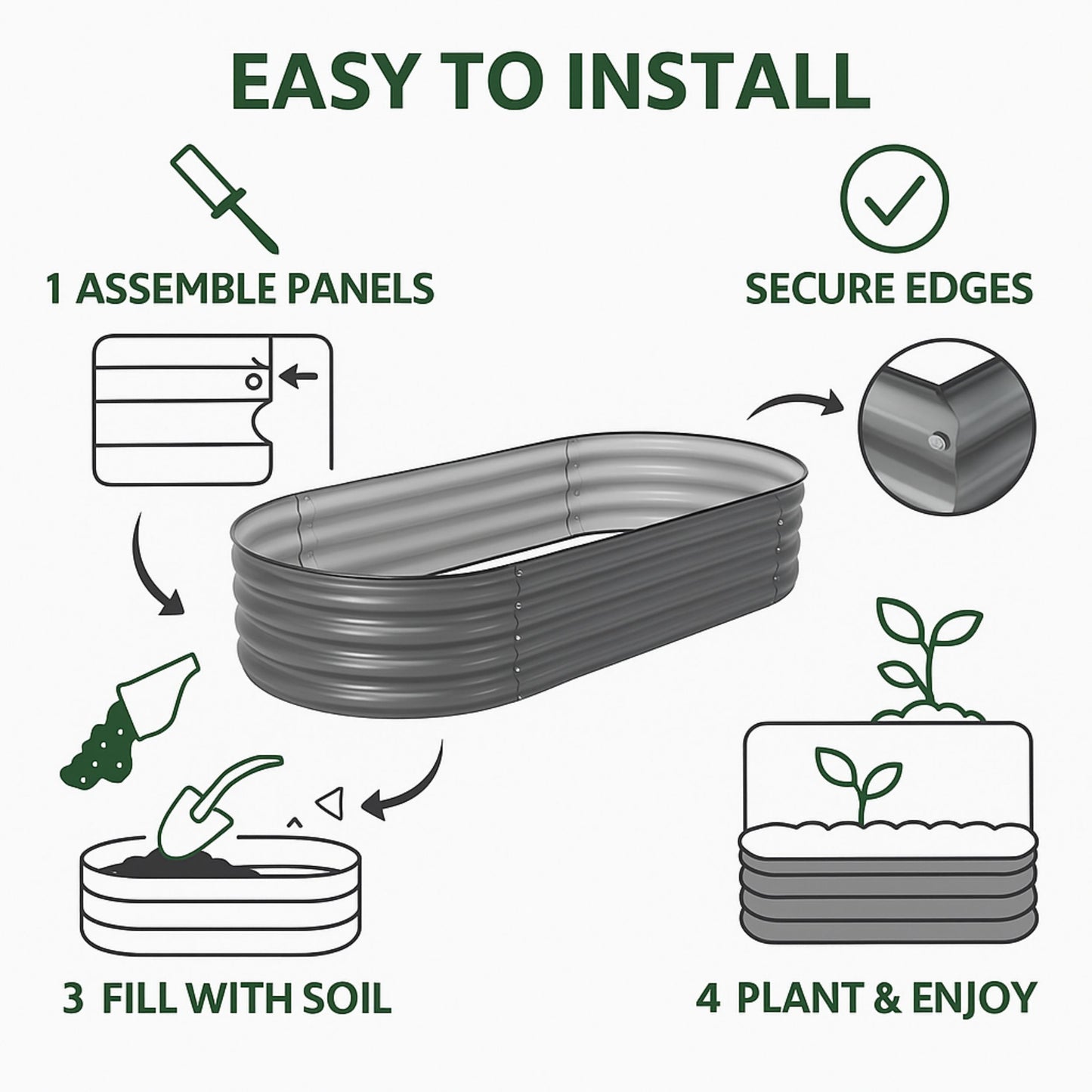 Better Gardens™ Galvanised Steel Raised Garden Bed