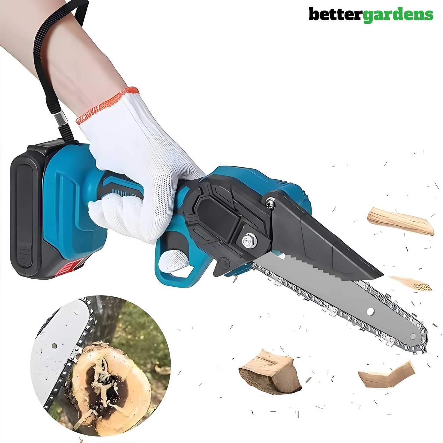 BetterGardens™ 6” Lightweight Mini Chainsaw Kit + 2 Free Batteries