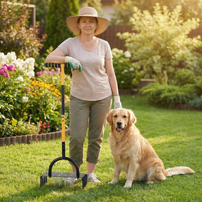 Standing Lawn Aerator - Heavy Duty Steel Spikes