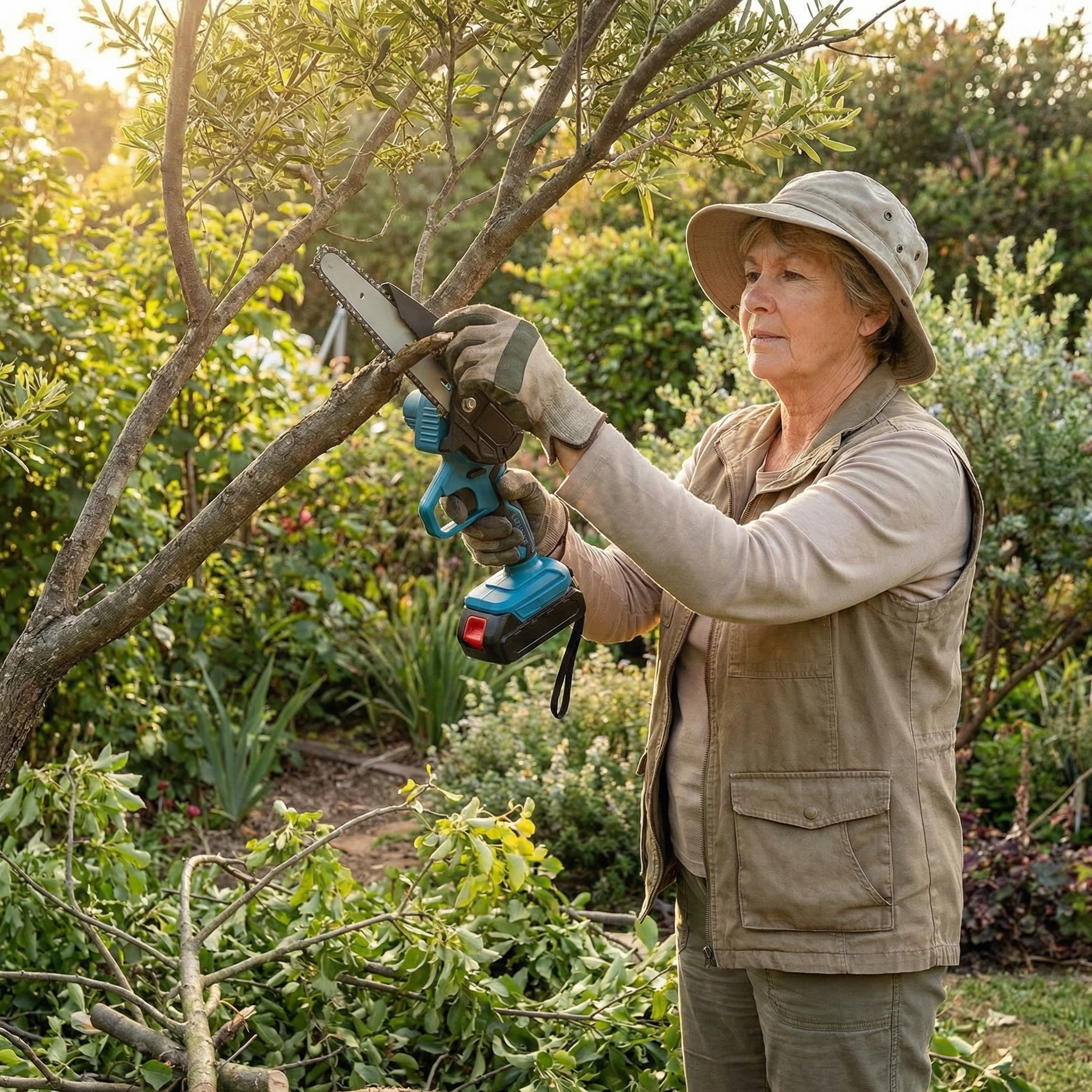 Mini Chainsaw in use